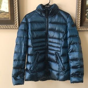 Andrew Marc Blue-Green Puff Jacket & Optional Hood